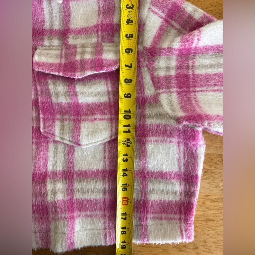 Zara womens jacket Cropped Pink Plaid Thick Shacket size XL - Picture 7 of 8